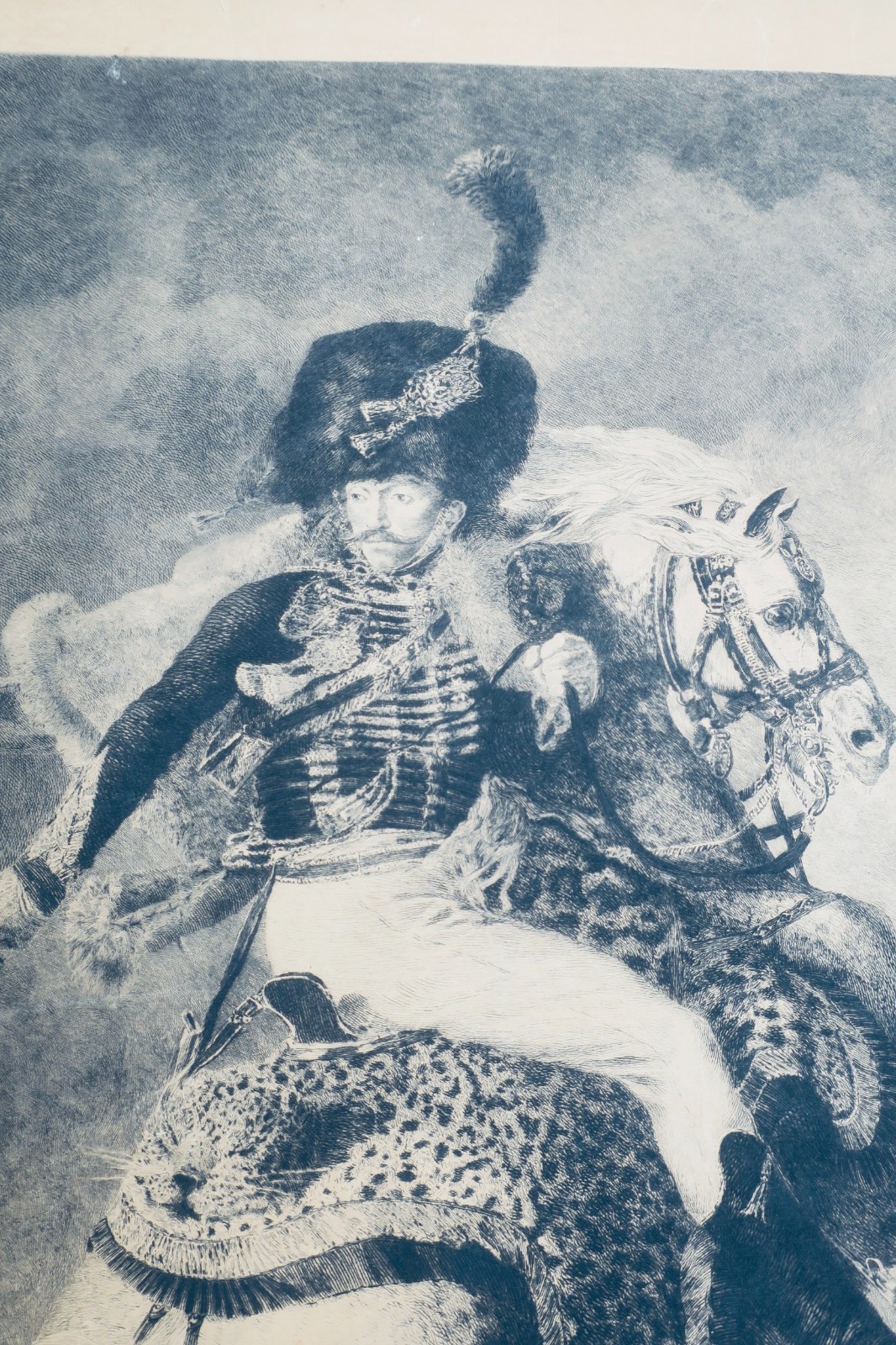 Géricault, Offizier der Kavallerie, Radierung mit Randbemerkungen