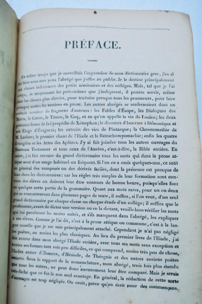 grec ABREGE DU DICTIONNAIRE GREC-FRANCAIS 1865