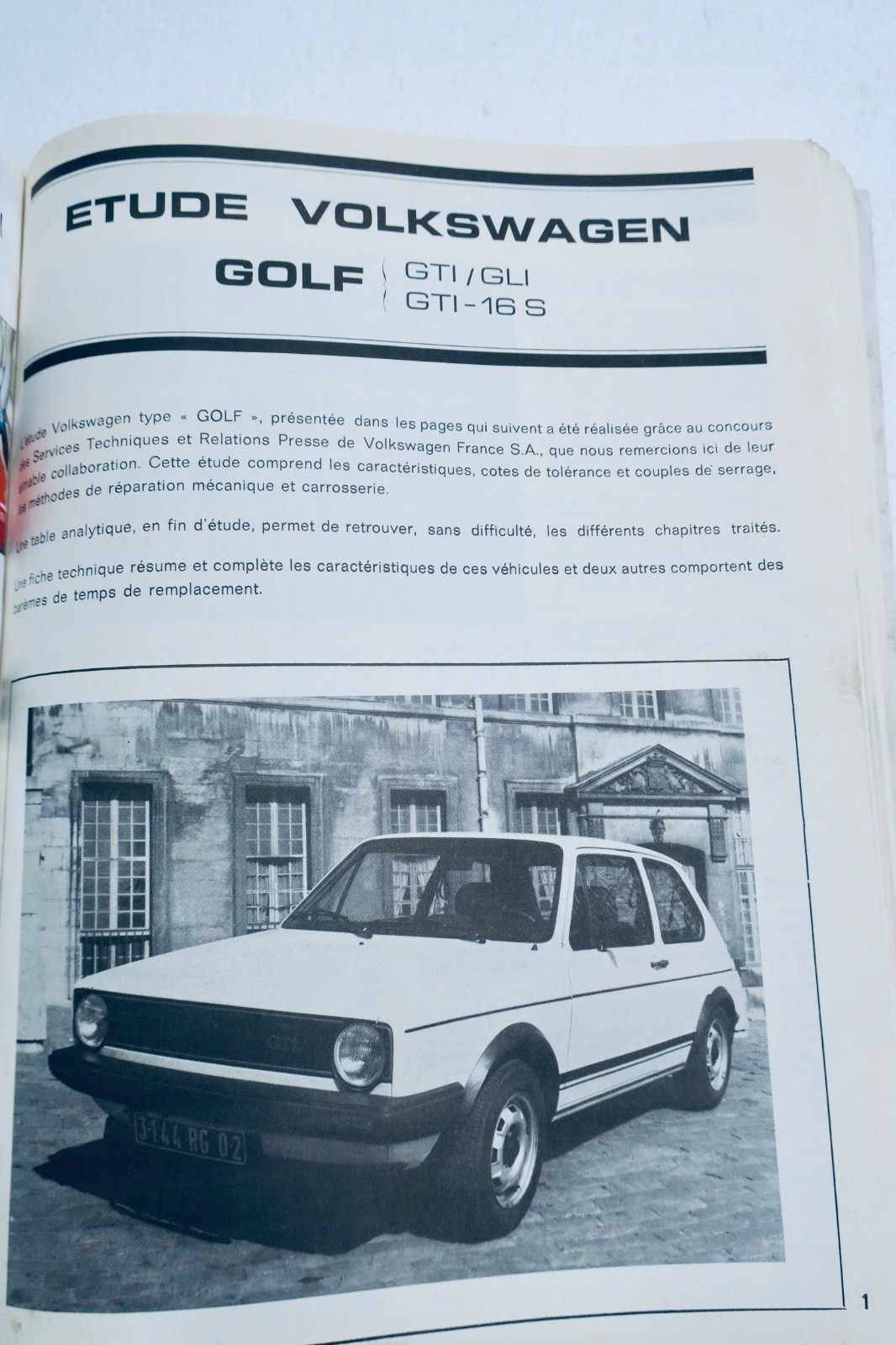 GTI TECHNISCHE REVUE EXPERT AUTOMOBIL VW VOLKSWAGEN GOLF GTI GLI ET 16S 1982