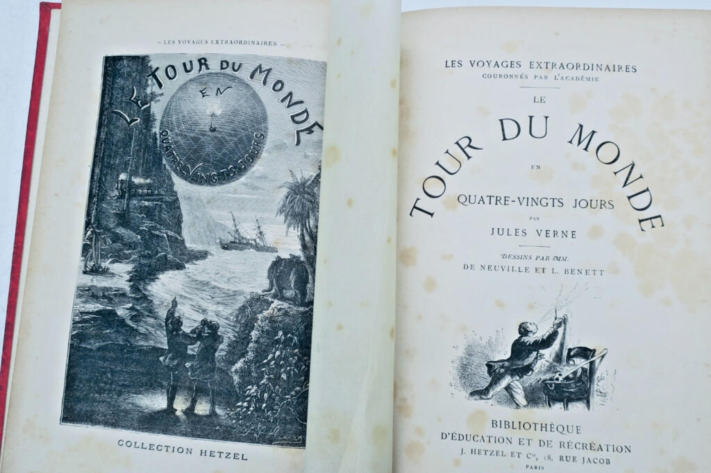 hetzel verne Le Tour du monde en 80 jours. Le Docteur Ox Hetzel globe doré