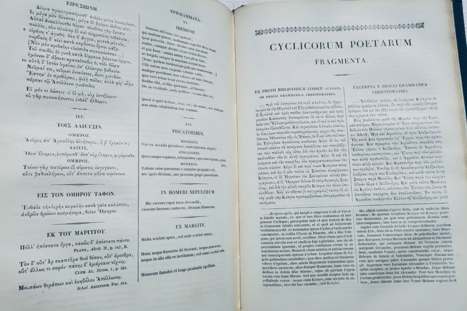 Homeri Carmina et cycli epici reliquiae 1856 griechisch und lateinisch