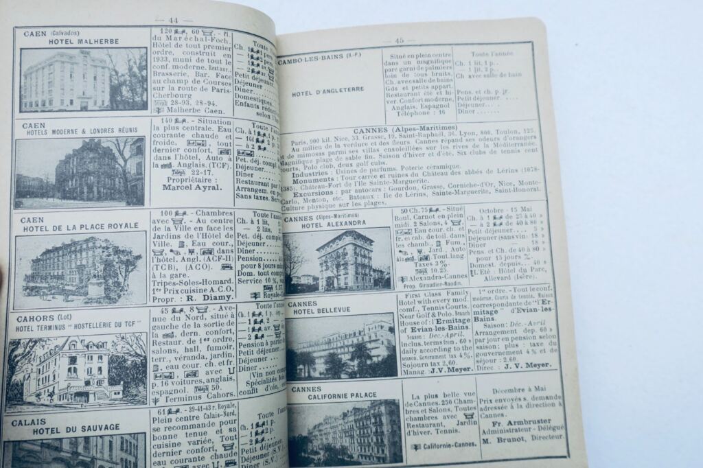 Hôtelière de Paris. Les Hôtels de la France 1935