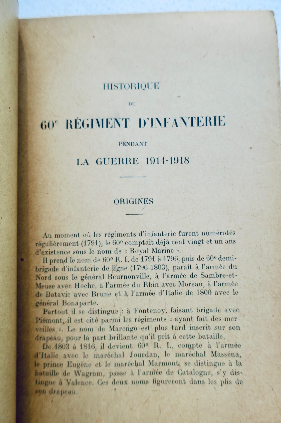 第一次世界大戦中の60連隊歩兵の歴史(1914-1918年)