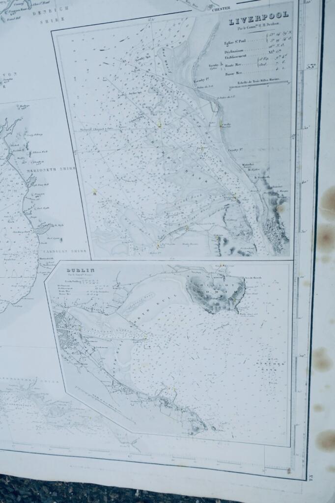 アイルランド アイリッシュ海とセント・ジョージ海峡の地図 1852年 107 x 73 cm