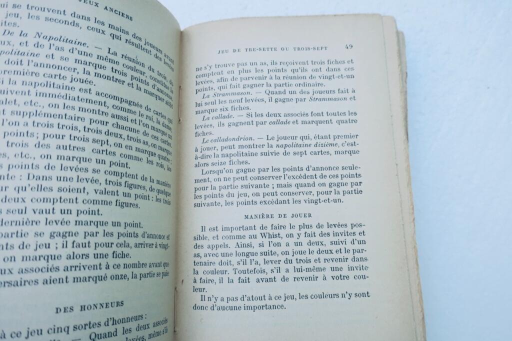 jeux de cartes contenant jeux anciens, jeux d’enfants..1912 Roret