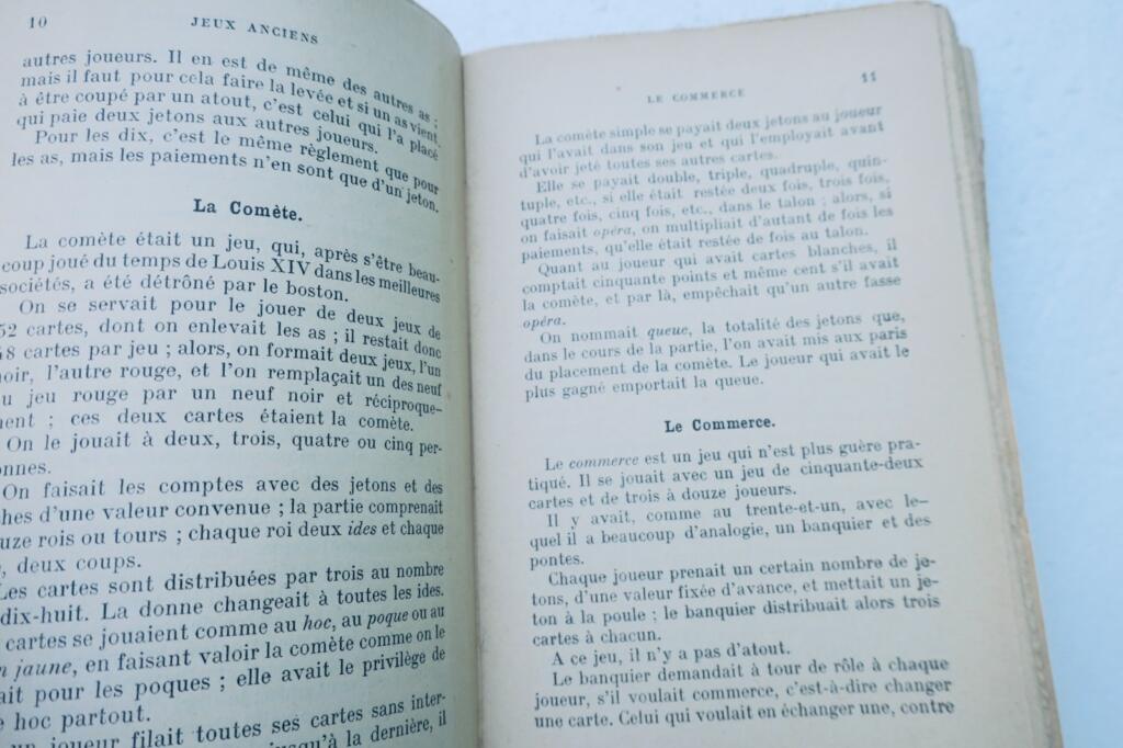 jeux de cartes contenant jeux anciens, jeux d’enfants..1912 Roret