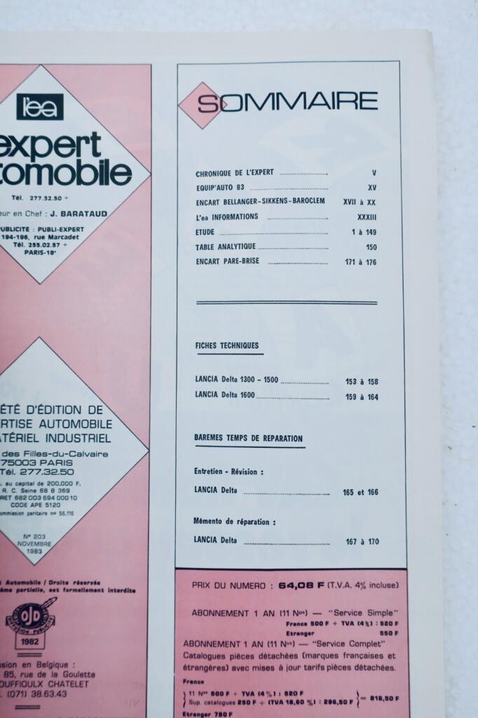 LANCIA DELTA 1300 & 1500 & 1600 1983