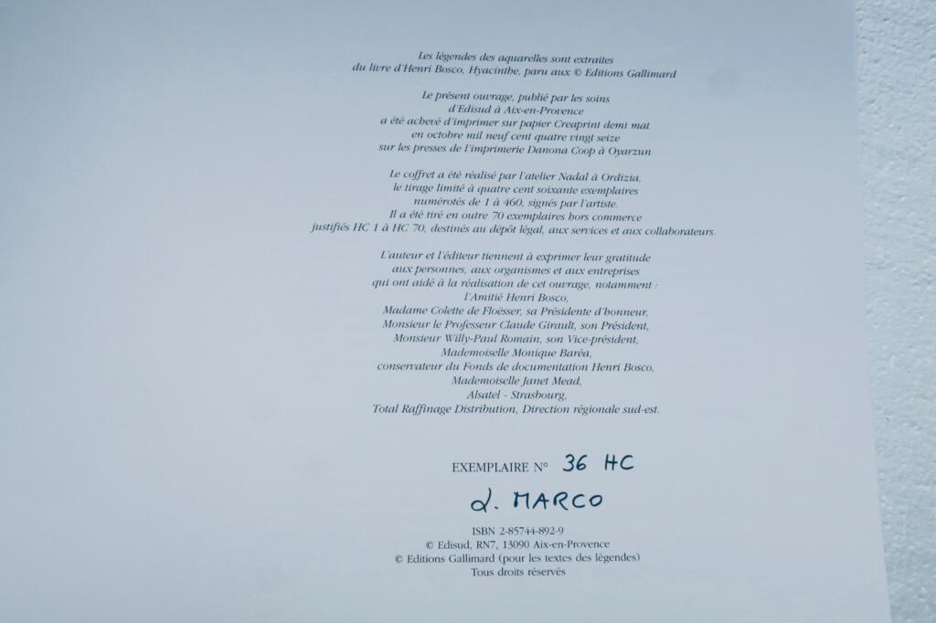 lubéron BOSCO, Henri Le chant magique. Vingt aquarelles de Liliane Marco
