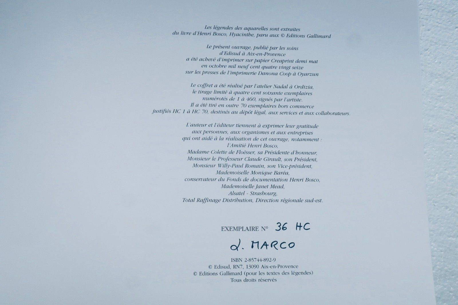 Henri Bosco, Le chant magique. Zwanzig Aquarelle von Liliane Marco
