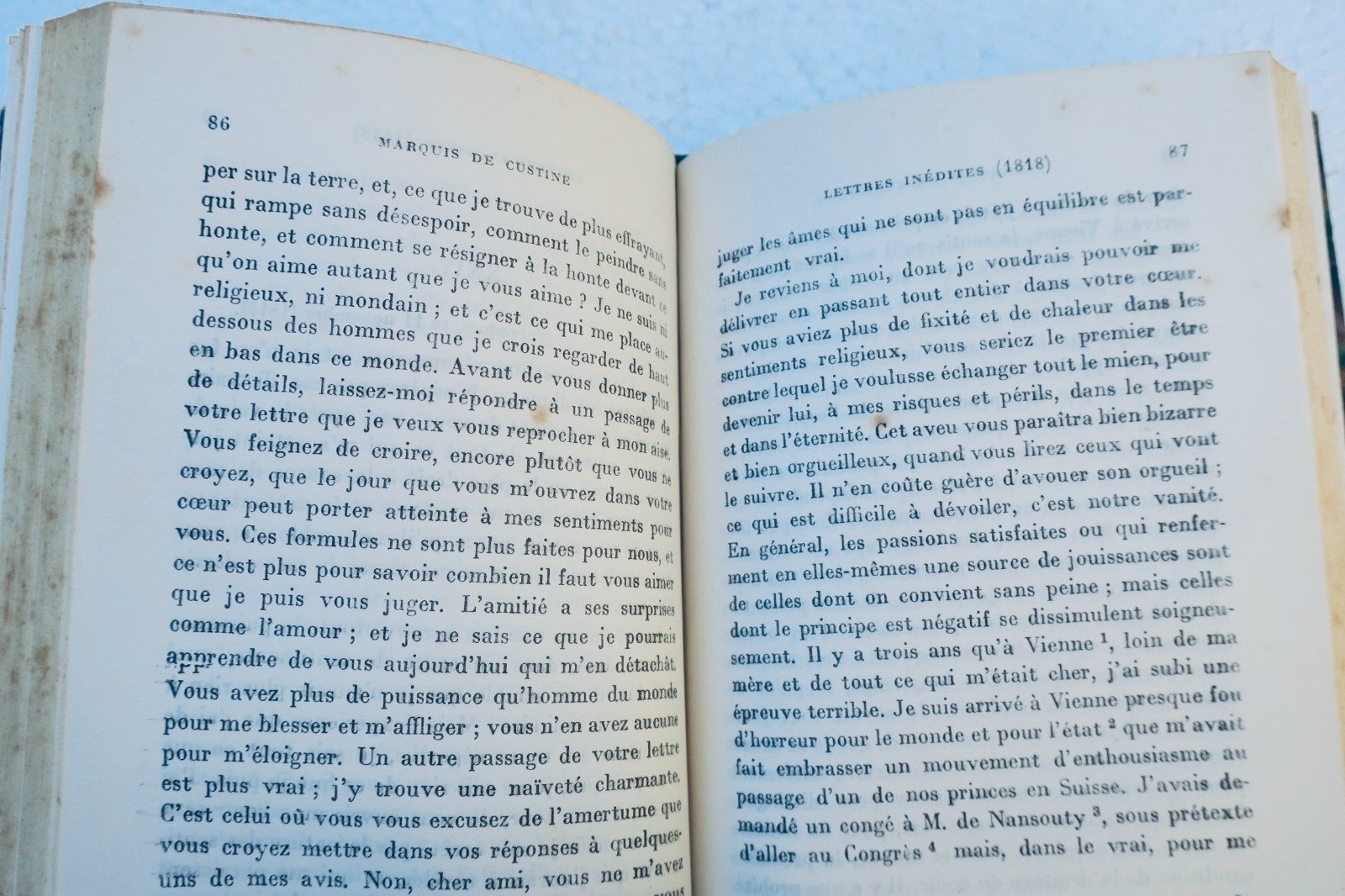 Marquis de Custine Unveröffentlichte Briefe an den Marquis de la Grange