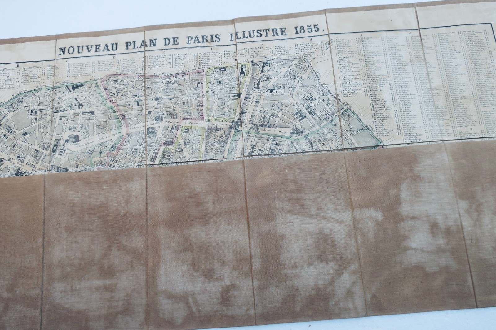 Paris Fine starched map 43 x 63 cm. 1855 NEW PLAN OF PARIS