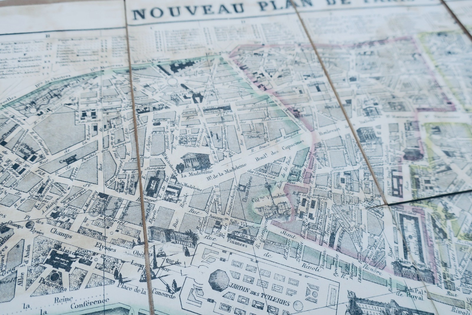 Paris Fine starched map 43 x 63 cm. 1855 NEW PLAN OF PARIS