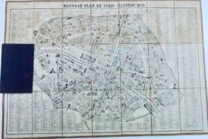 Paris Belle carte entoilée 43 x 63 cm. 1855 NOUVEAU PLAN DE PARIS