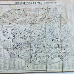 Paris Fine starched map 43 x 63 cm. 1855 NEW PLAN OF PARIS