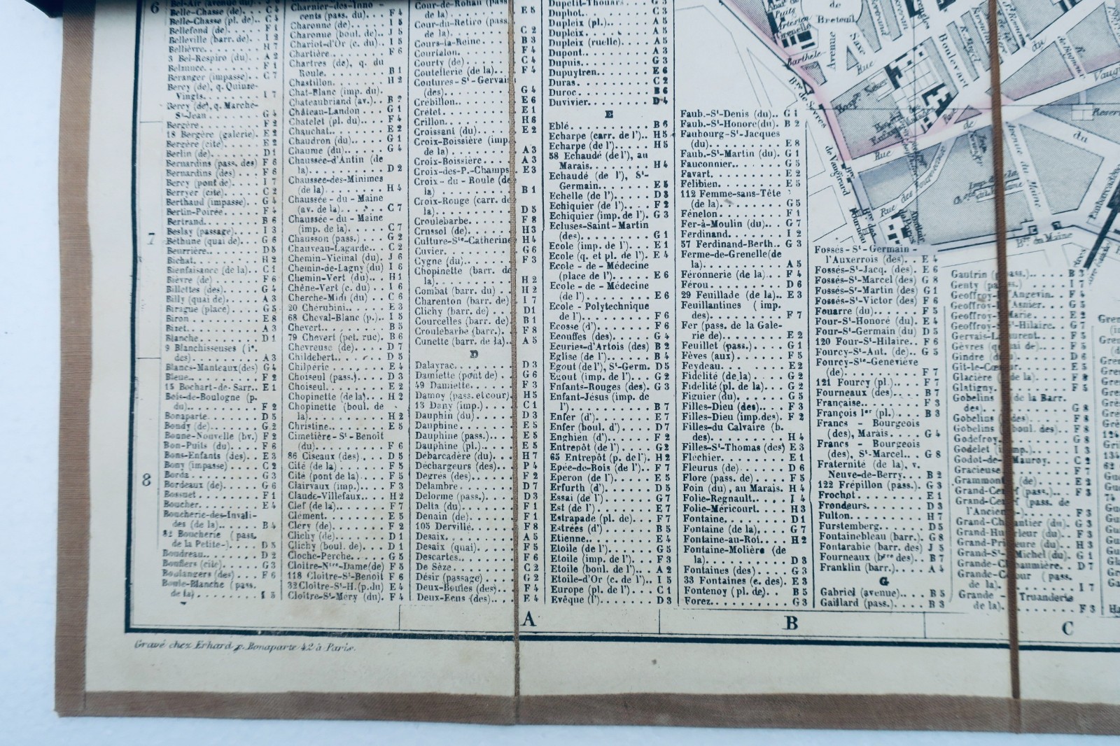 Paris Fine starched map 43 x 63 cm. 1855 NEW PLAN OF PARIS