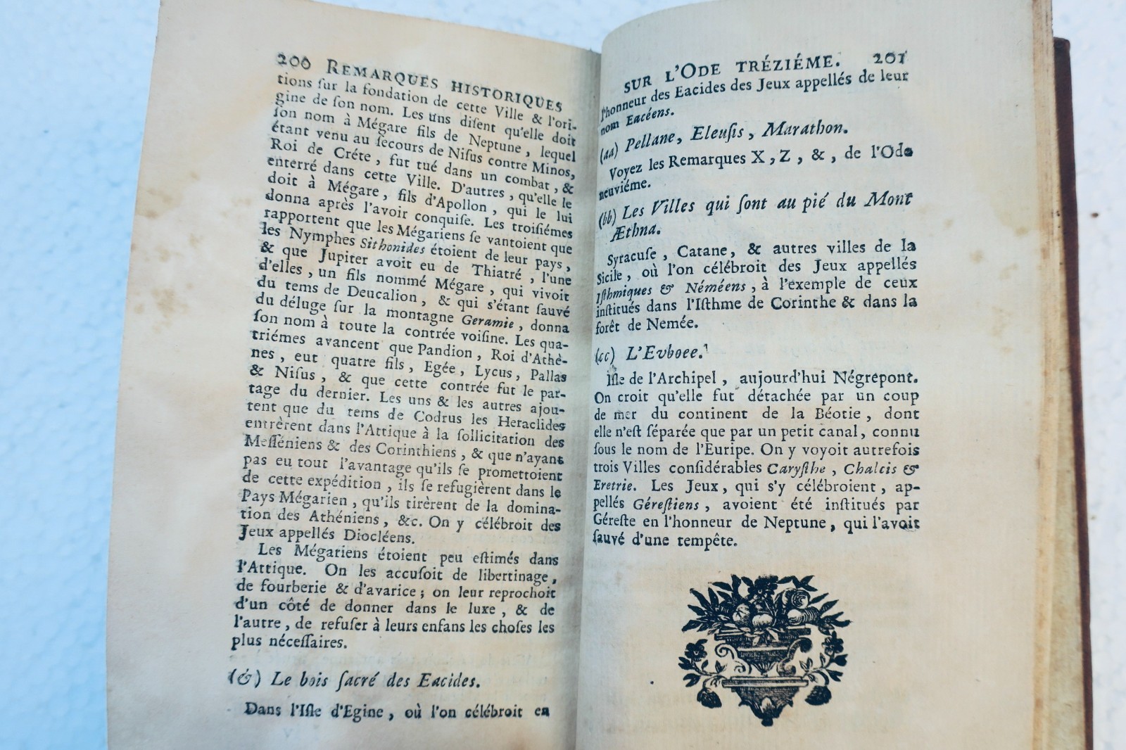 Pindare LES OLYMPIQUES DE PINDARE avec des Remarques Historiques. 1754 - La Librairie Antique