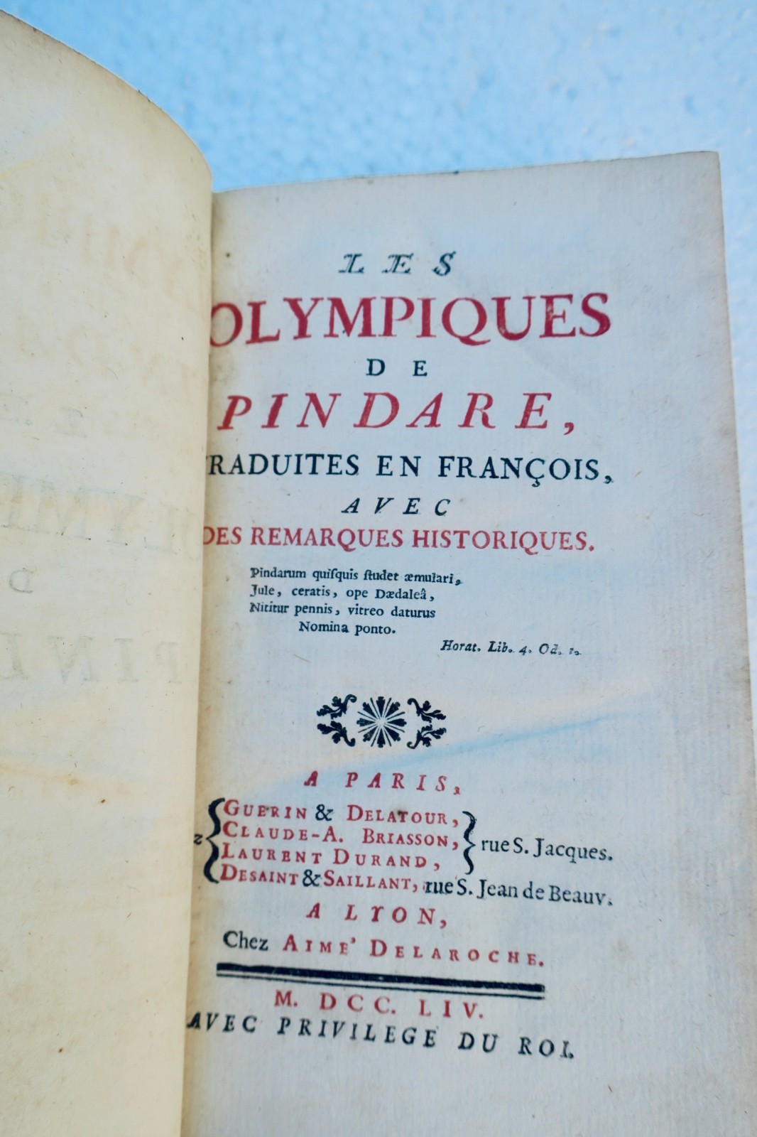 Pindare LES OLYMPIQUES DE PINDARE avec des Remarques Historiques. 1754 – Image 7
