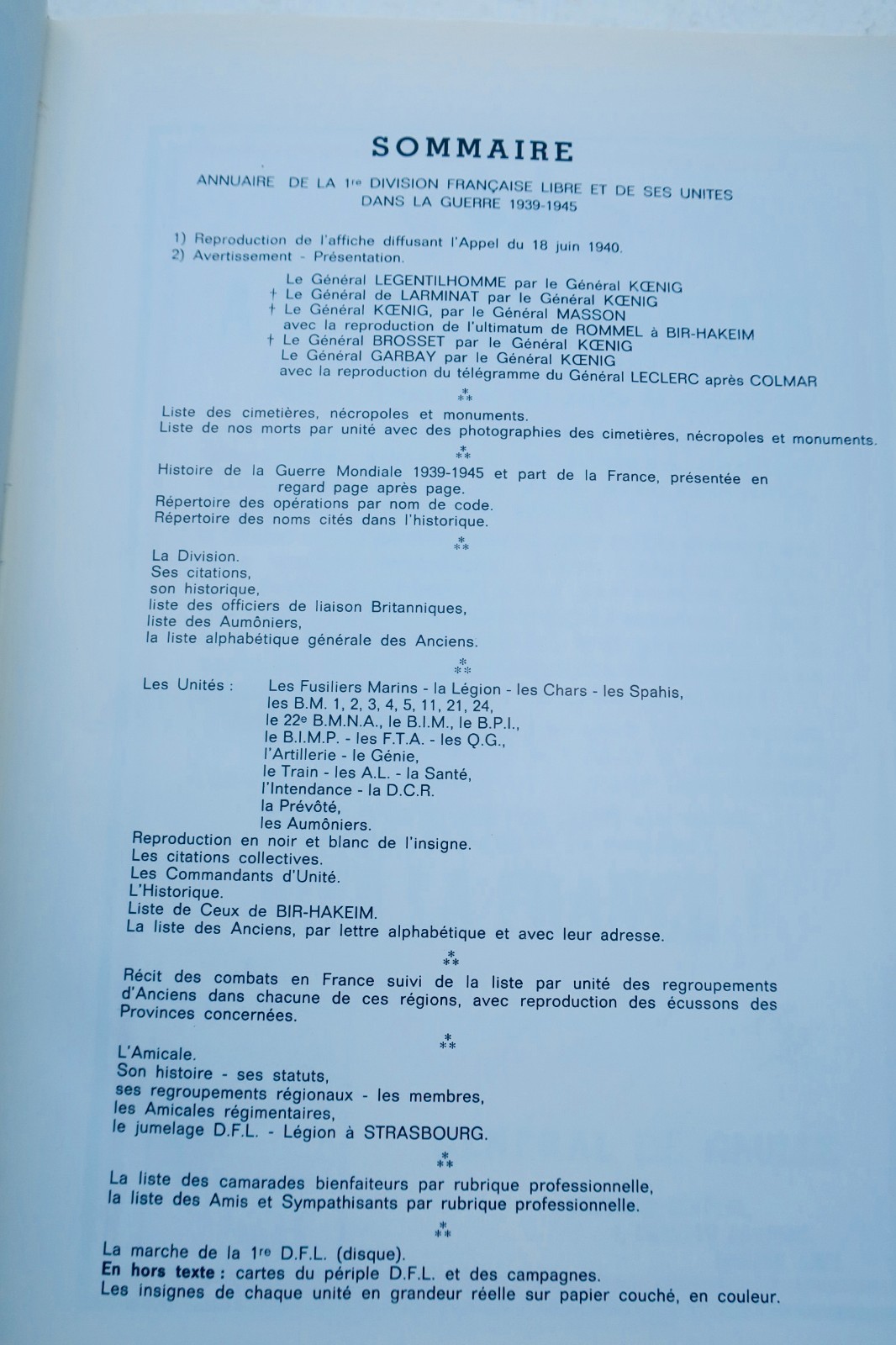 Resistance Directory of the 1st Free French Division