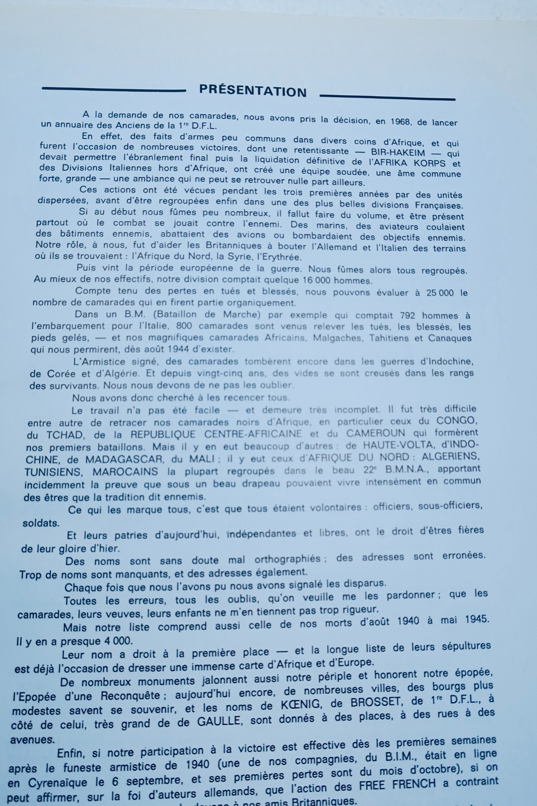 Resistance Directory of the 1st Free French Division