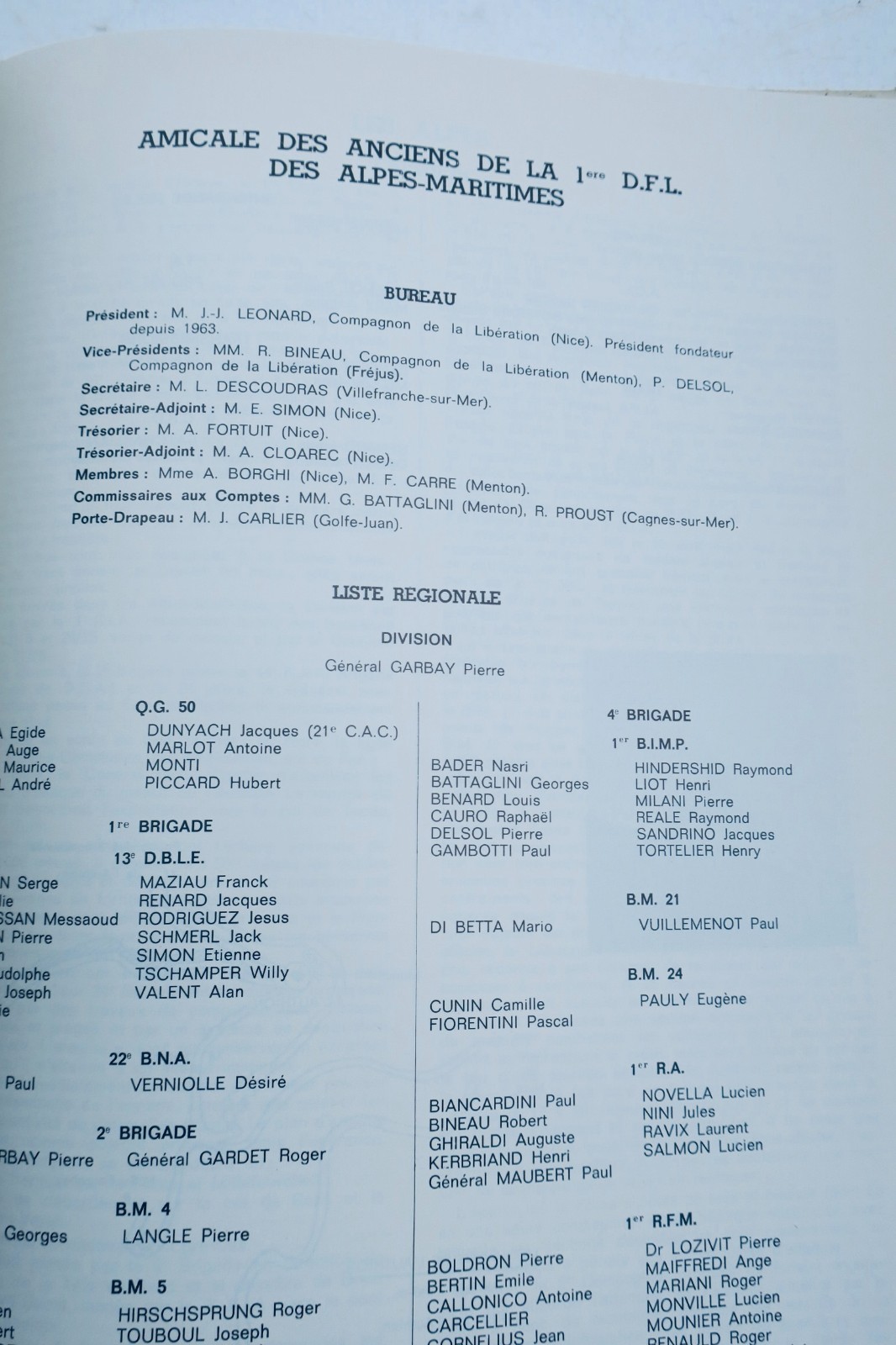 Resistance Directory of the 1st Free French Division