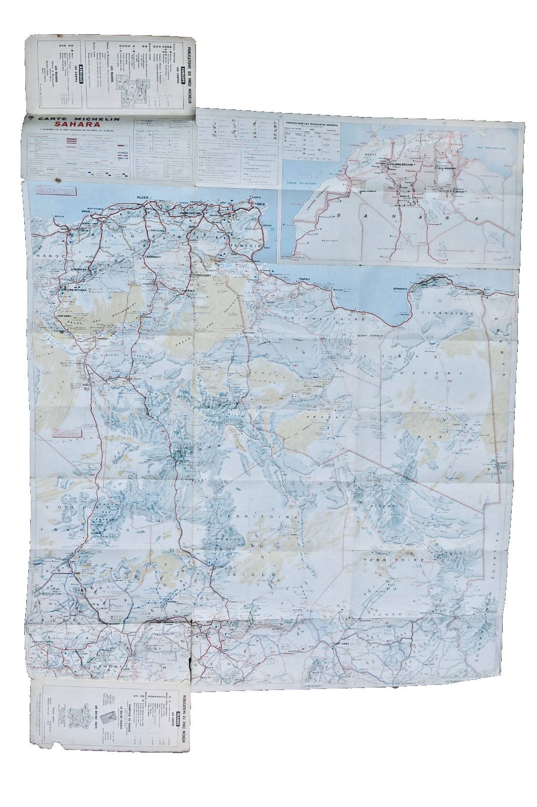 Michelin 1958 folding map of mineral prospecting in the Sahara