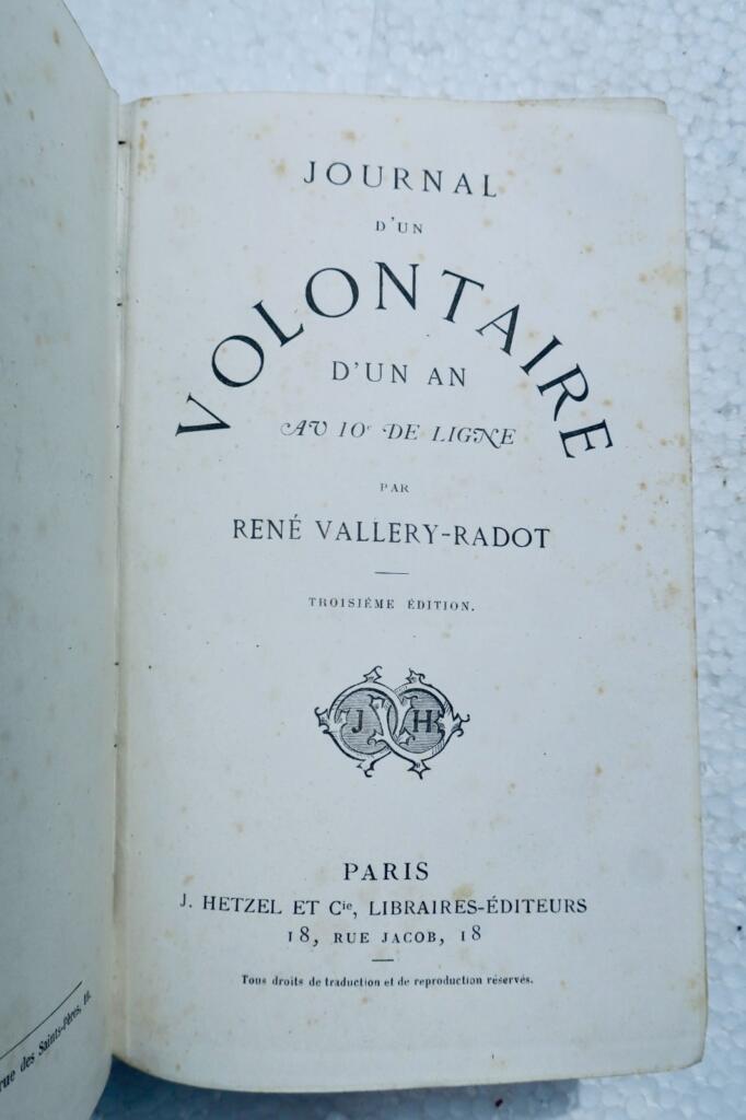 Vallery-Radot Journal d’un volontaire d’un an. J.Hetzel
