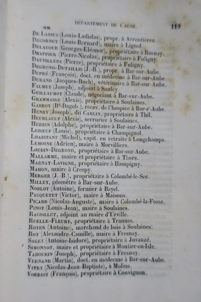 Verwaltungs- und Handelsadreßbuch des Departements Aube 1853