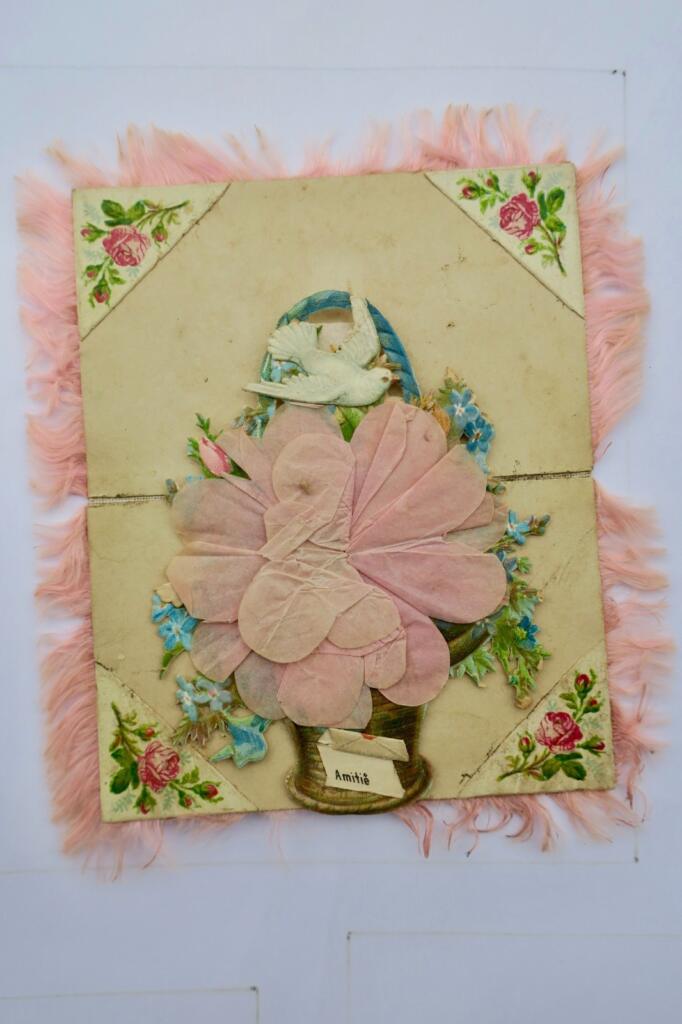 Billet doux composition floral dépliante 85 x 50 mm. A vous ma pensée