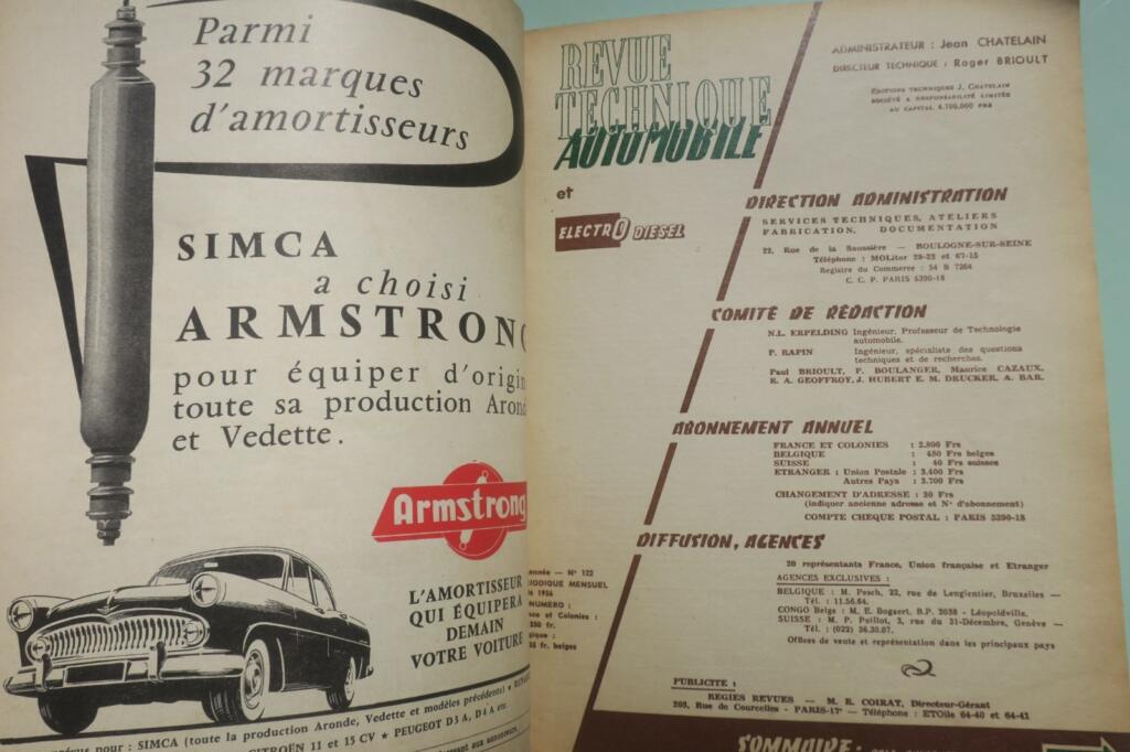 camions Citroën, Peugeot 203… 1956 REVUE TECHNIQUE AUTOMOBILE n°122