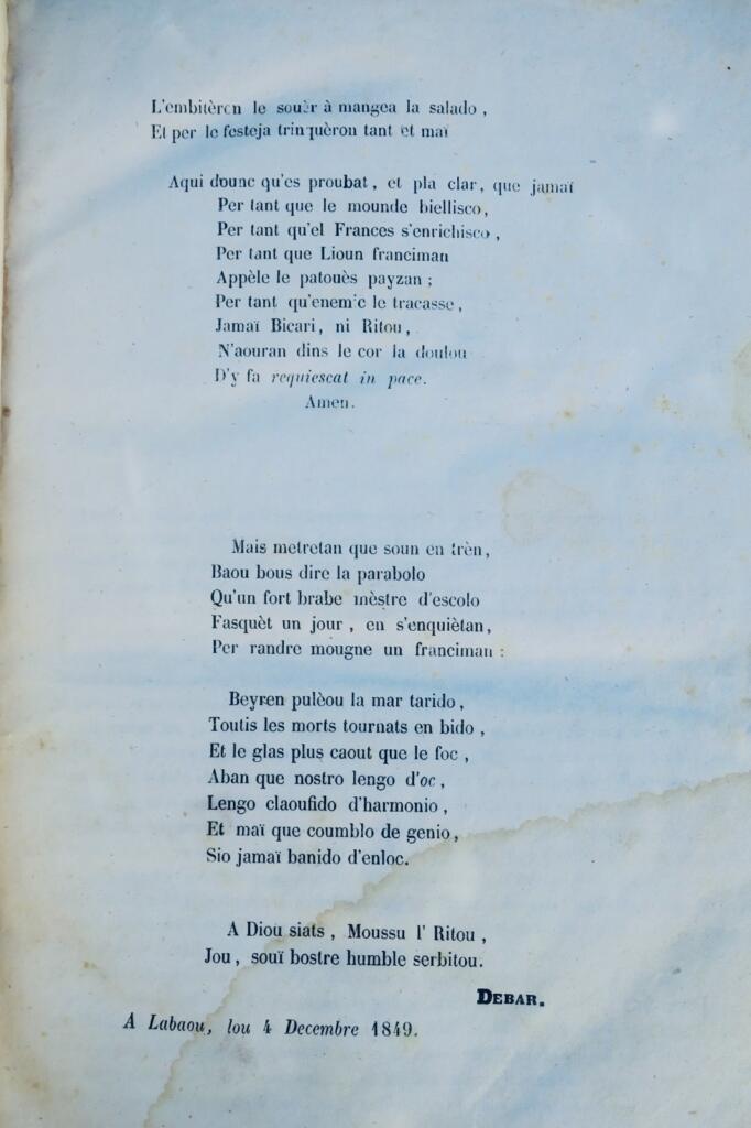 castres TARN 81 DICTIONNAIRE DE LA LANGUE ROMANO-CASTRAISE ET DES CONTREES 1850