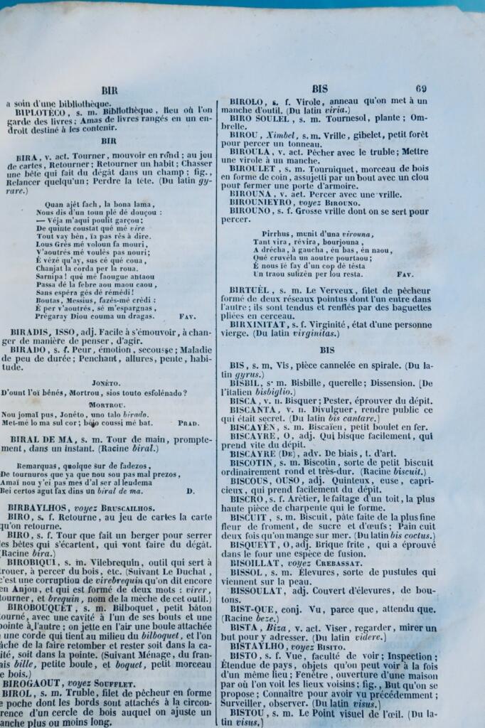 castres TARN 81 DICTIONNAIRE DE LA LANGUE ROMANO-CASTRAISE ET DES CONTREES 1850