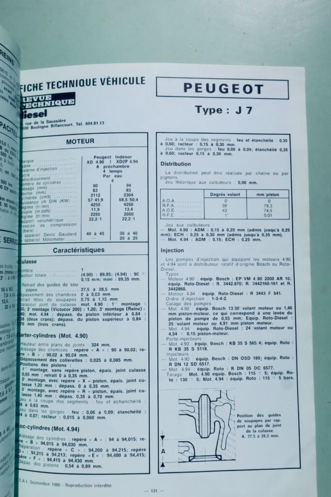 CITROEN H 1000 – 1600 avec moteur Indenor 4.85 4. 88 RTA revue technique N°104