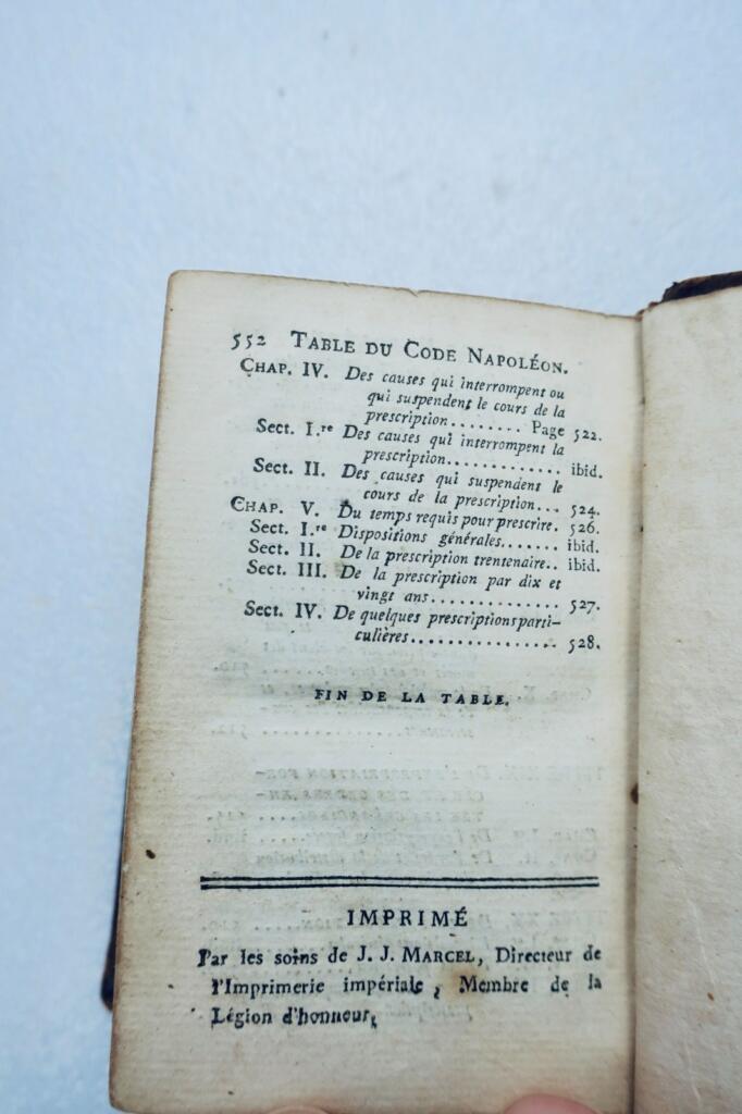 CODE NAPOLEON, Originalausgabe und einzige offizielle Ausgabe 1810