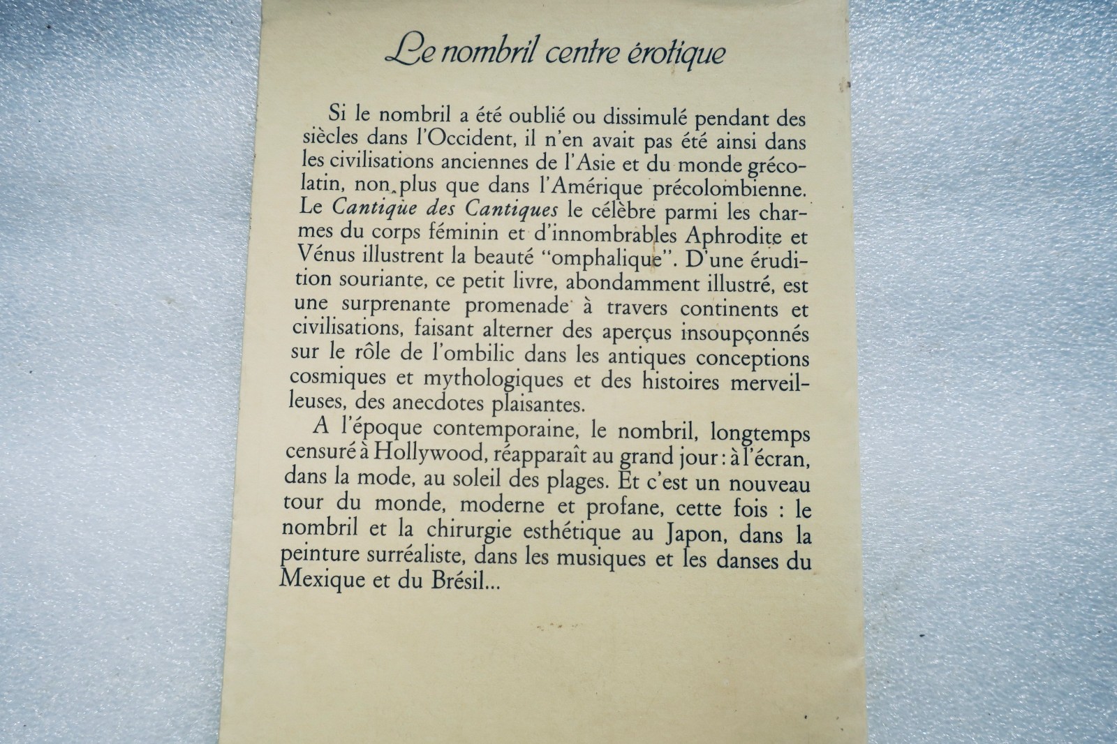Erotic curiosa Nombril centre