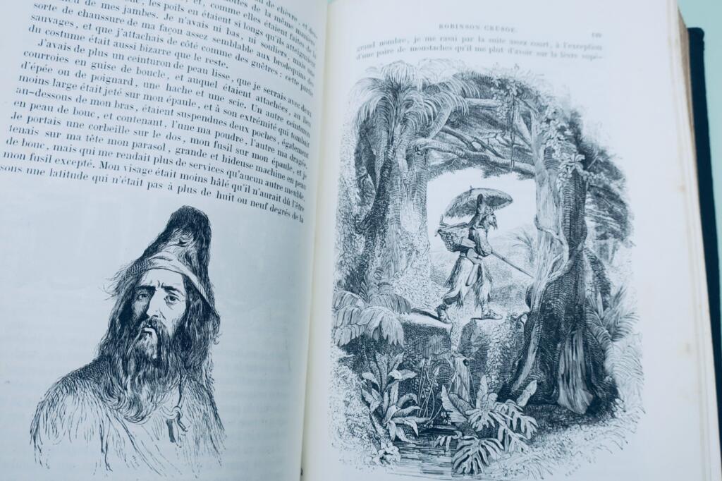 DEFOE Daniel Robinson Crusoe 1853 illustriert von Grandville