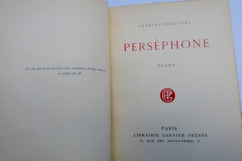 Charles Derennes’ *Perséphone* mit Widmung