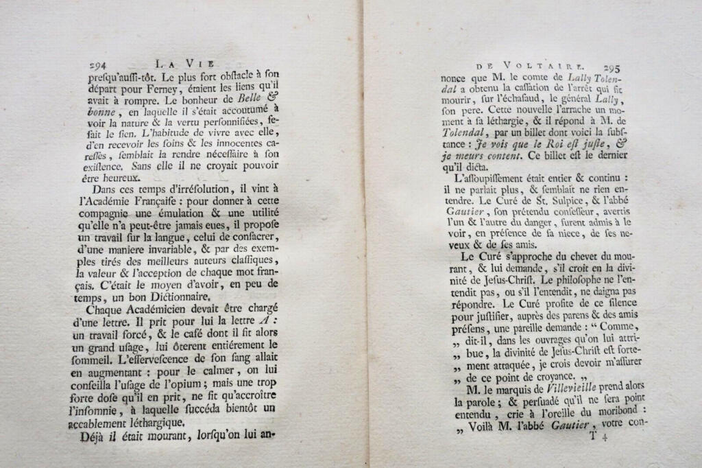 Voltaires Leben von Duvernet, 1786