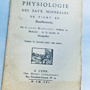 eaux PHYSIOLOGIE DES EAUX MINERALES DE VICHY EN BOURBONNOIS