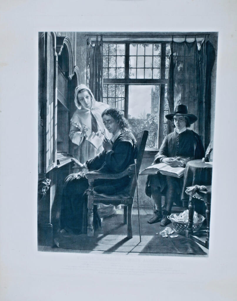 etching Milton dictating Samson agonistes 77 x 101 cm.