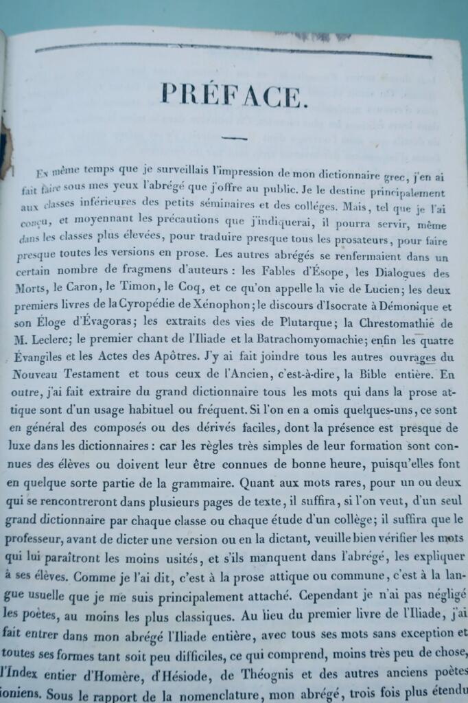 griechischer ABRISS DES GRIECHISCH-FRANZÖSISCHEN WÖRTERBUCHS 1835