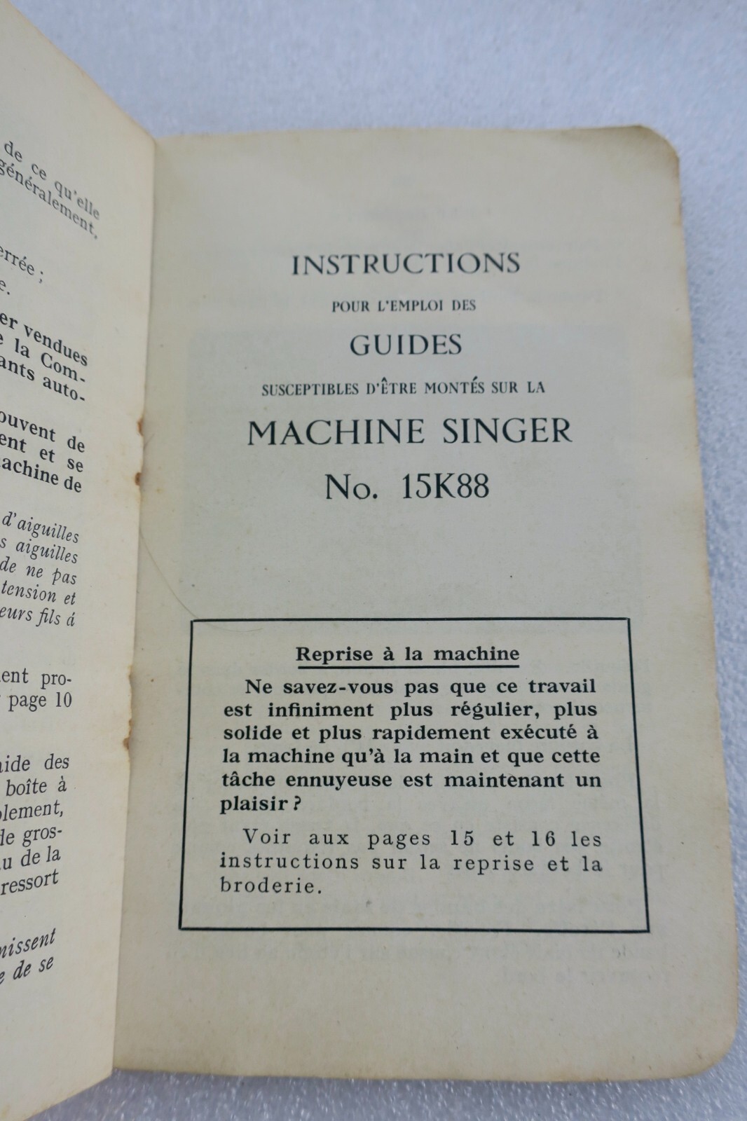 Gebrauchsanleitung für Nähmaschine Singer No. 15K88