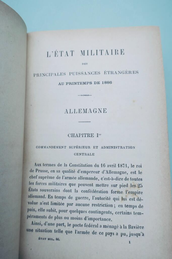 militaria L’état militaire des principales puissances étrangères 1886