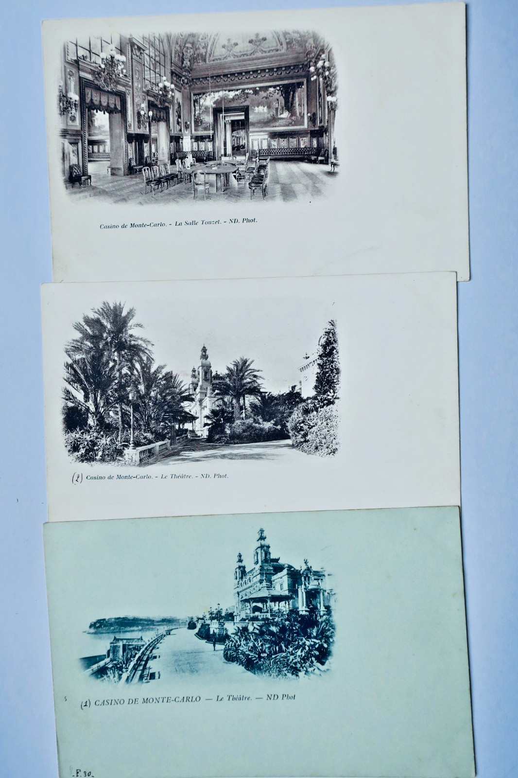 MONACO casino de Monte-Carlo 3 cartes-postales (nuage), salle Touzet, théâtre – Image 2