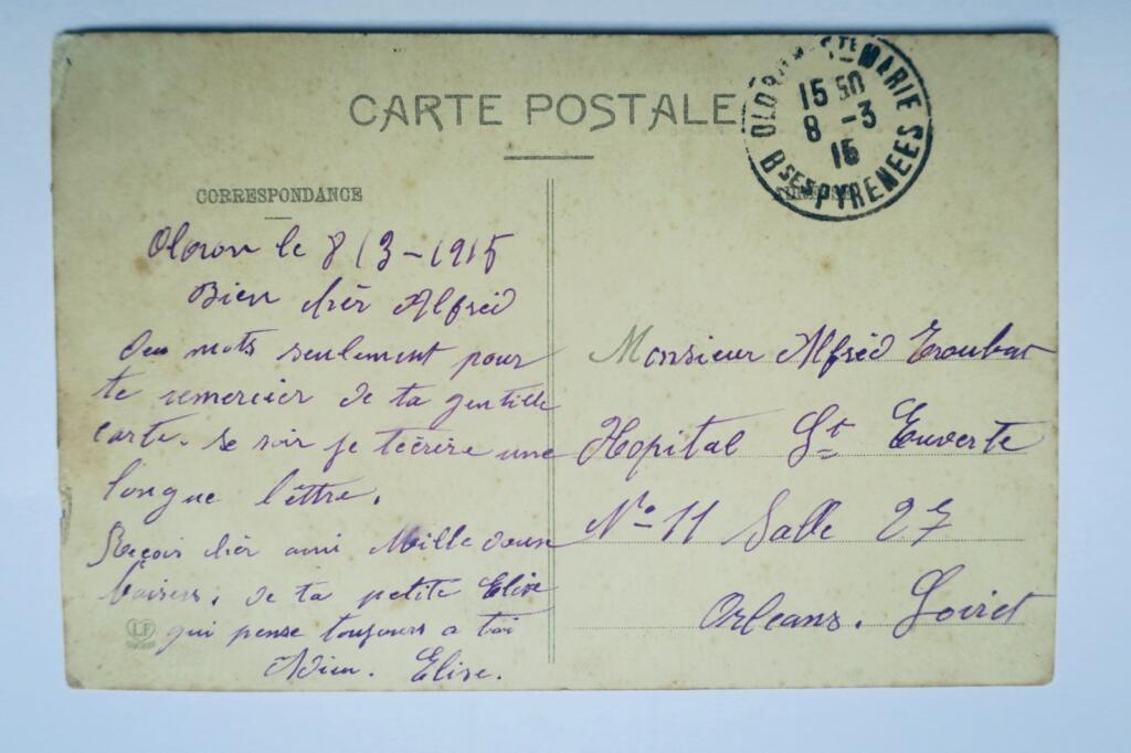 Oloron-Sainte-Marie, Spanienstraße, 1915 Automobil