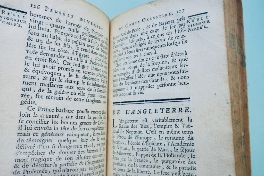 OXENSTIRN Pensées de monsieur le comte d’Oxenstirn sur divers sujets 1749