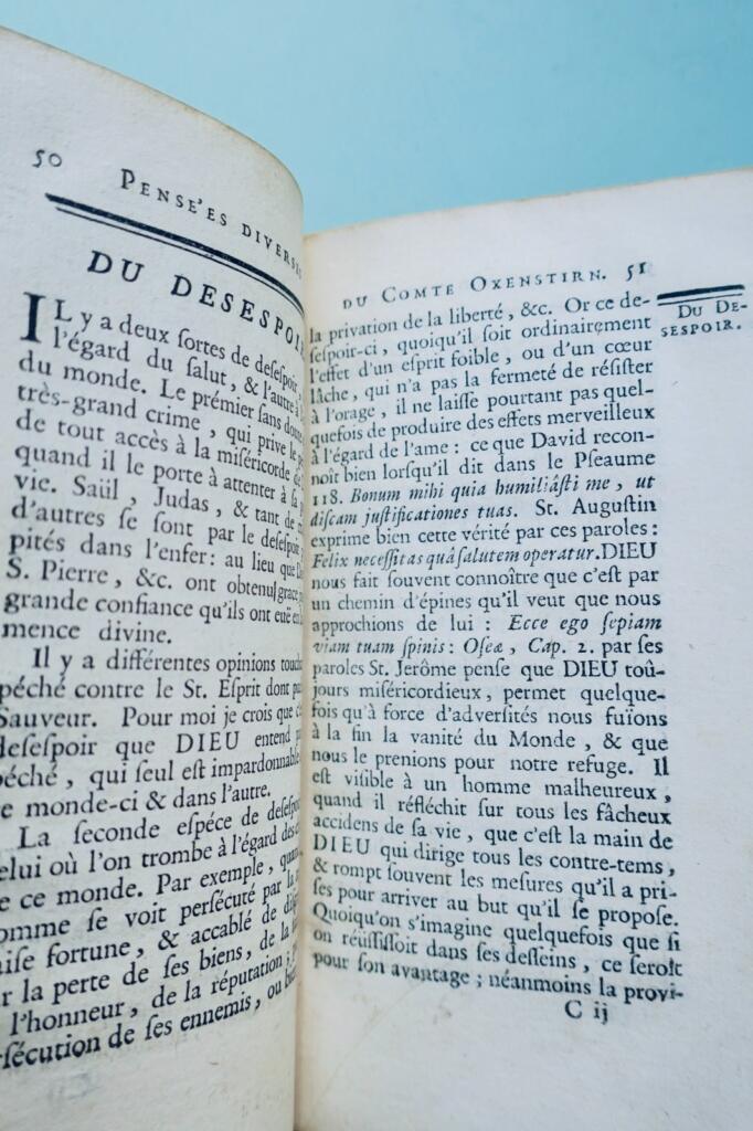 OXENSTIRN Pensées de monsieur le comte d’Oxenstirn sur divers sujets 1749
