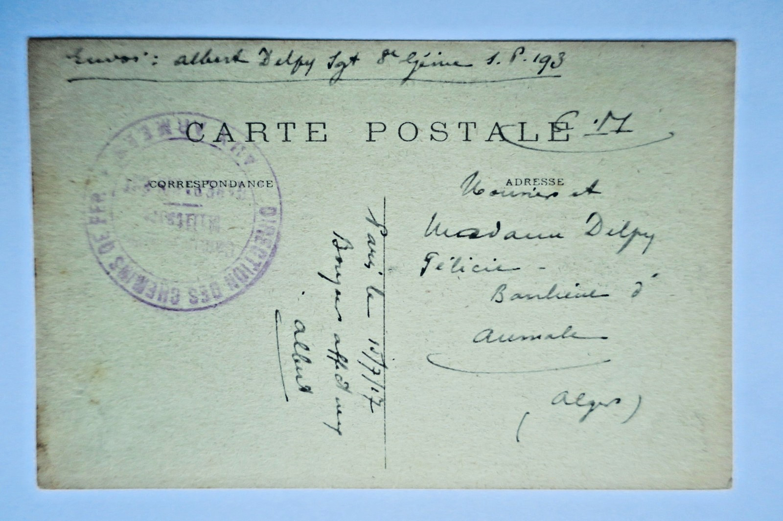 Paris gare de l’est autobus 1917 poilu Dtion des chemins de fer aux armées - La Librairie Antique