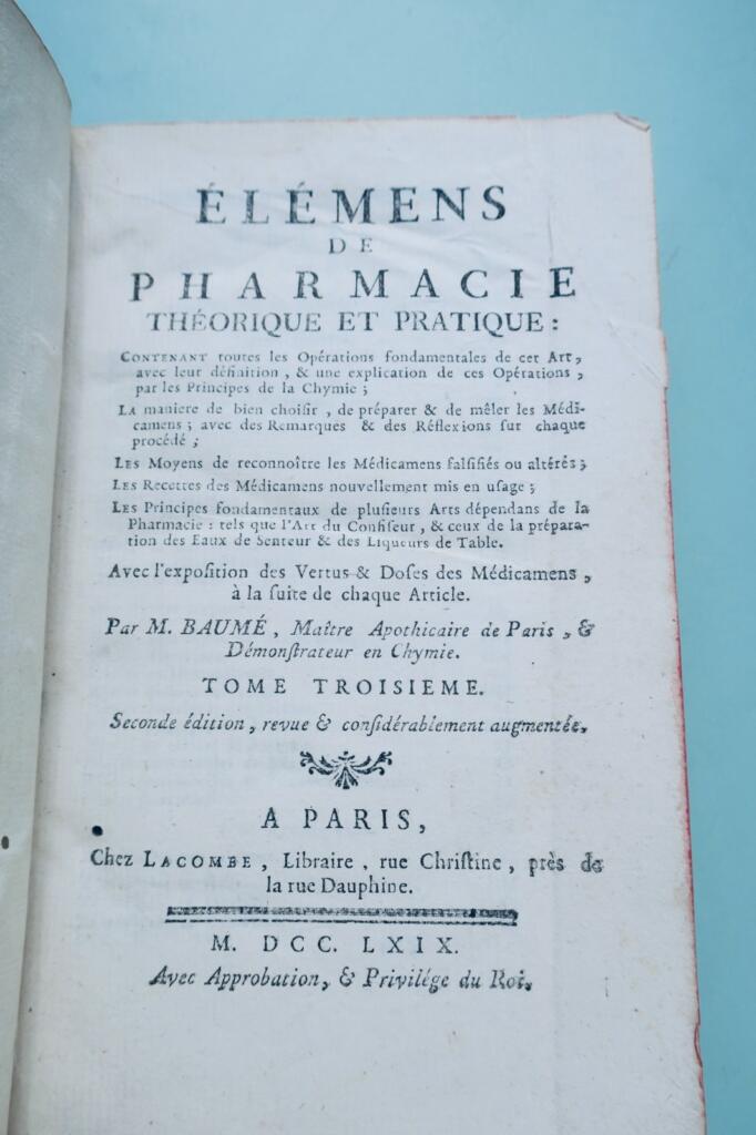 pharmacie ELEMENS DE PHARMACIE THEORIQUE ET PRATIQUE 1769