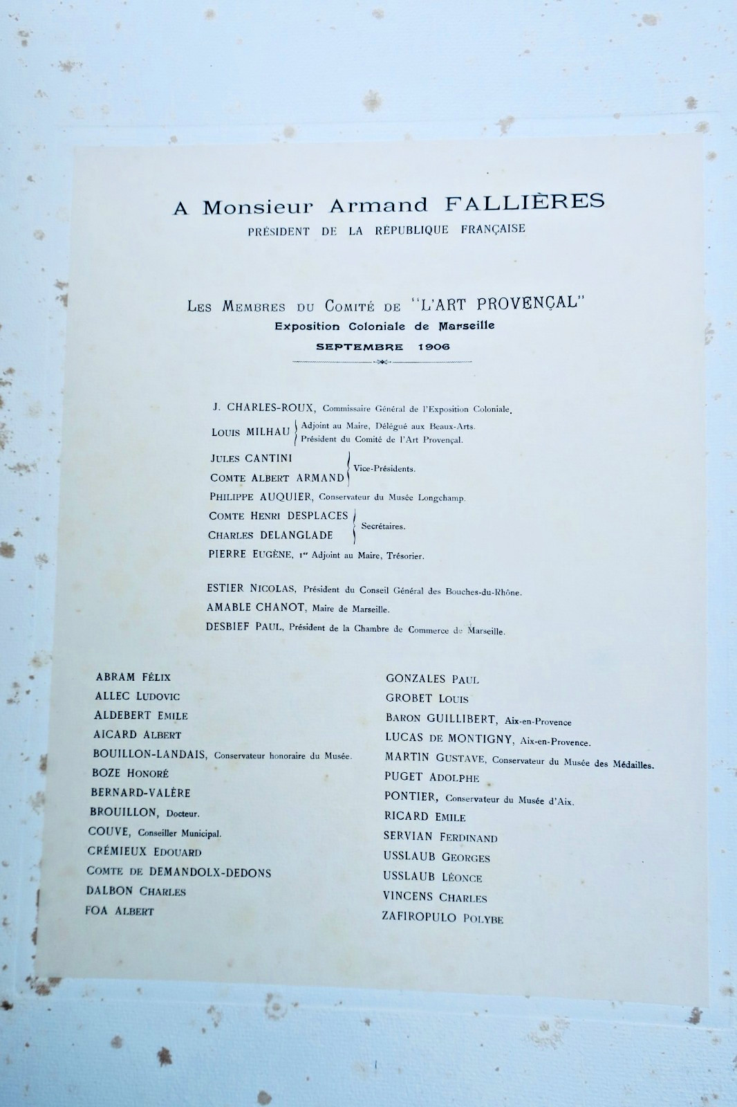 président Art Provençal. Exposition Coloniale Marseille 1906 président Fallières – Image 3