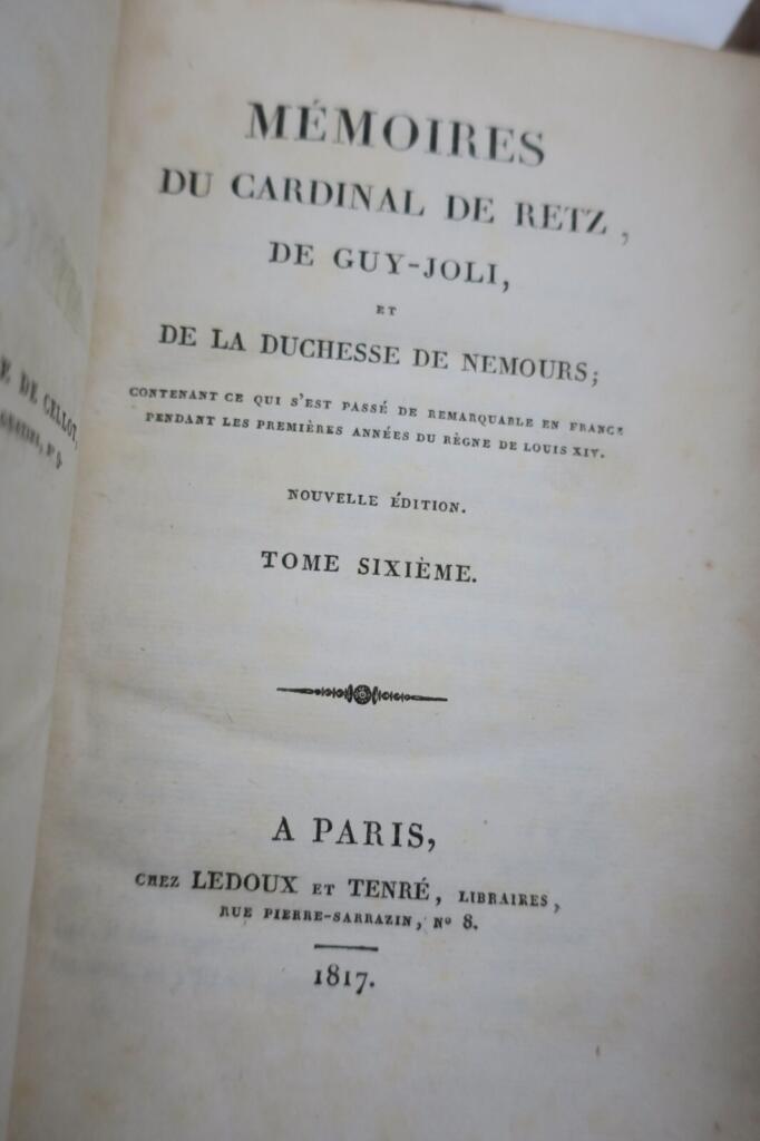 RETZ Cardinal Mémoires du Cardinal DE RETZ 1817